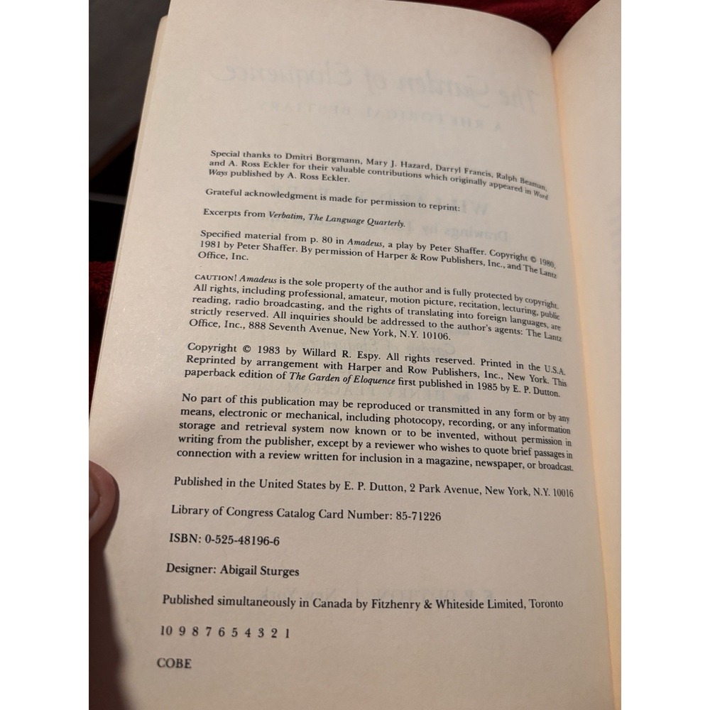 Garden Of Eloquent A Rhetoric Bestiary William R. Espy 1st Edition Print Signed - Picture 6 of 13